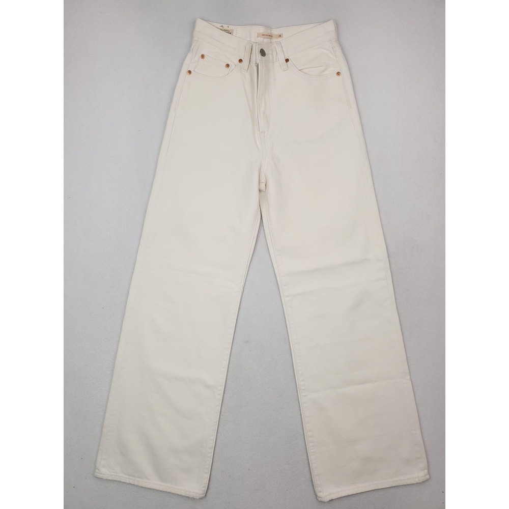 Levis Ribcage Wide Leg Jeans Womens 26 White High Rise Flare Denim Pants Y2K
